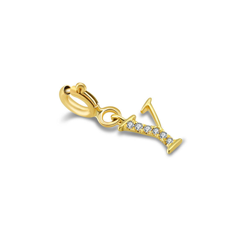 18k Gold Letter "Y" Diamond Charms - Genevieve Collection