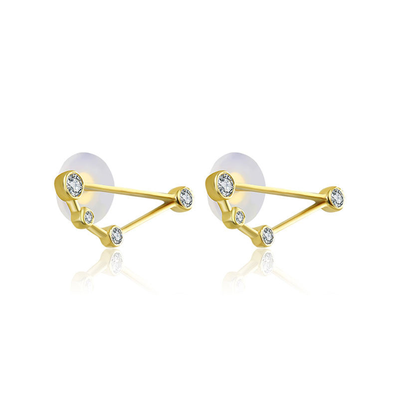 Capricorn Zodiac Constellation Earring 18k Gold & Diamond - Genevieve Collection