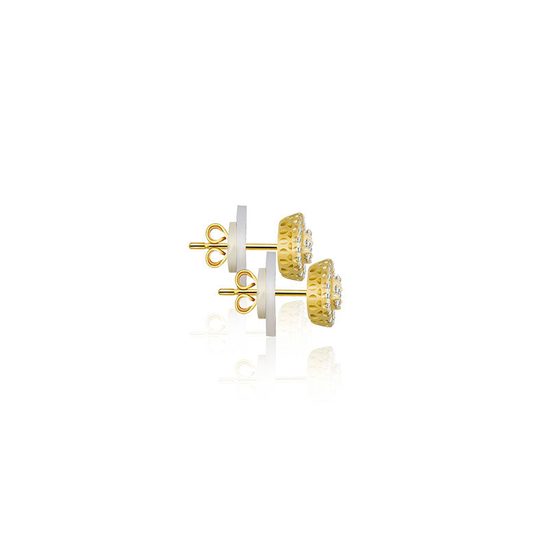 18k Gold Round Shape Diamond Earring - Genevieve Collection