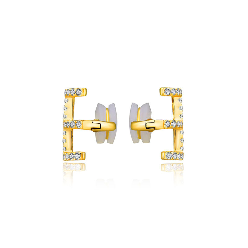 18k Gold Triple Line Diamond Ear Cuff - Genevieve Collection