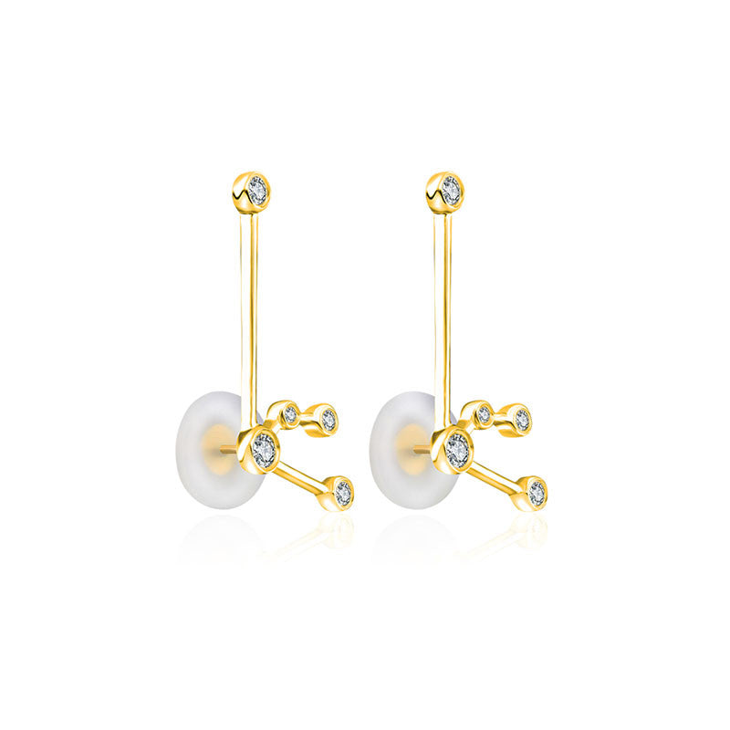 Aquarius Zodiac Constellation Earring 18k Gold & Diamond - Genevieve Collection