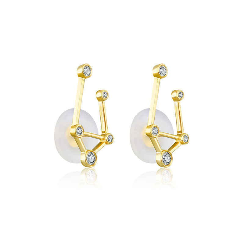 Libra Zodiac Constellation Earring 18k Gold & Diamond - Genevieve Collection