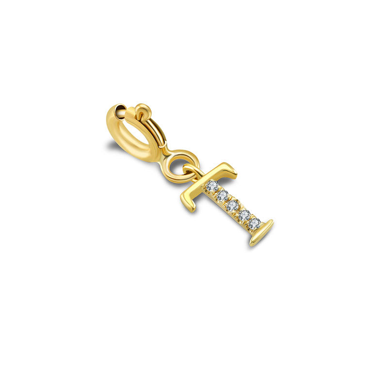 18k Gold Letter "T" Diamond Charms - Genevieve Collection
