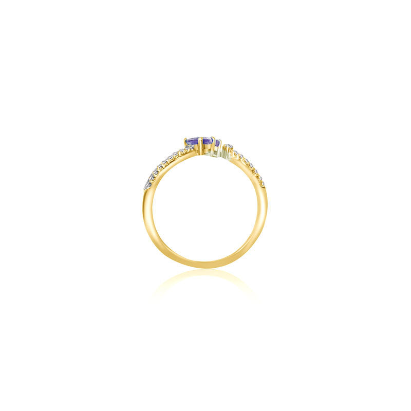 18k Gold Double Sapphire Connected Diamond Ring - Genevieve Collection