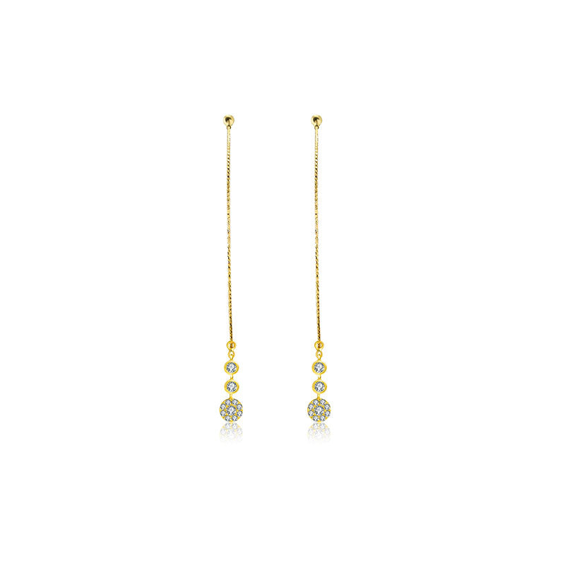 18k Gold Wire Style Hoop Diamond Earring with Titanium - Genevieve Collection