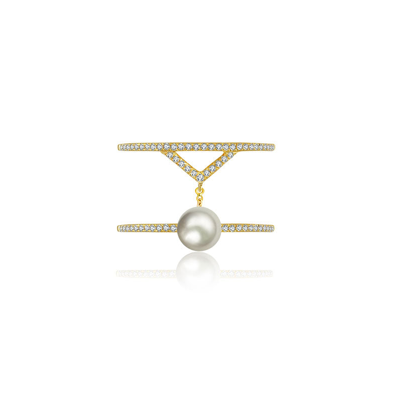 18k Gold Pearl Connection Diamond Ring - Genevieve Collection