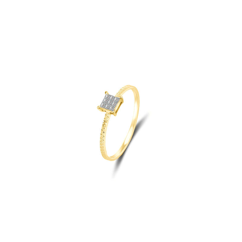 18k Gold Square Shape Diamond Ring - Genevieve Collection