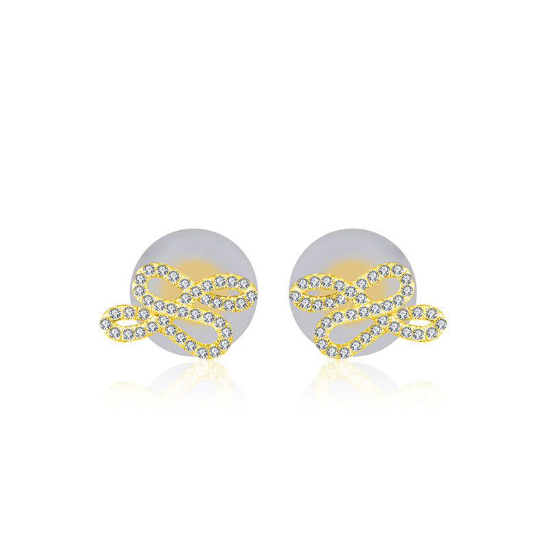 18k Gold Quadruple Curves Diamond Earring - Genevieve Collection