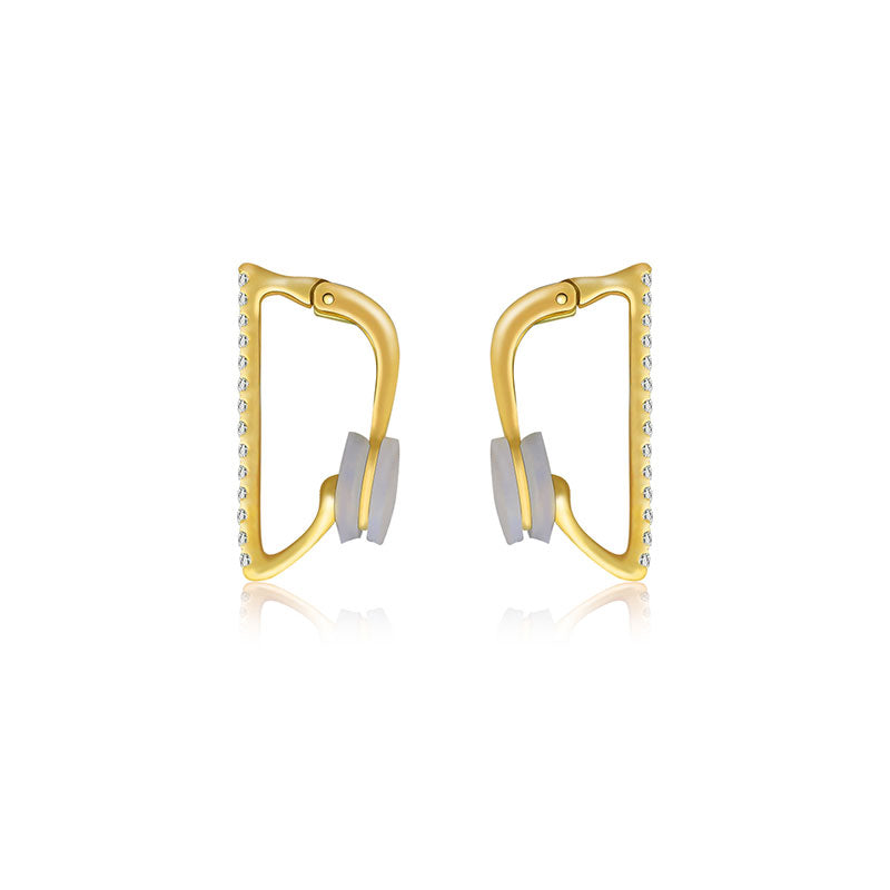 18k Gold Vertical Line Diamond Ear Cuff - Genevieve Collection