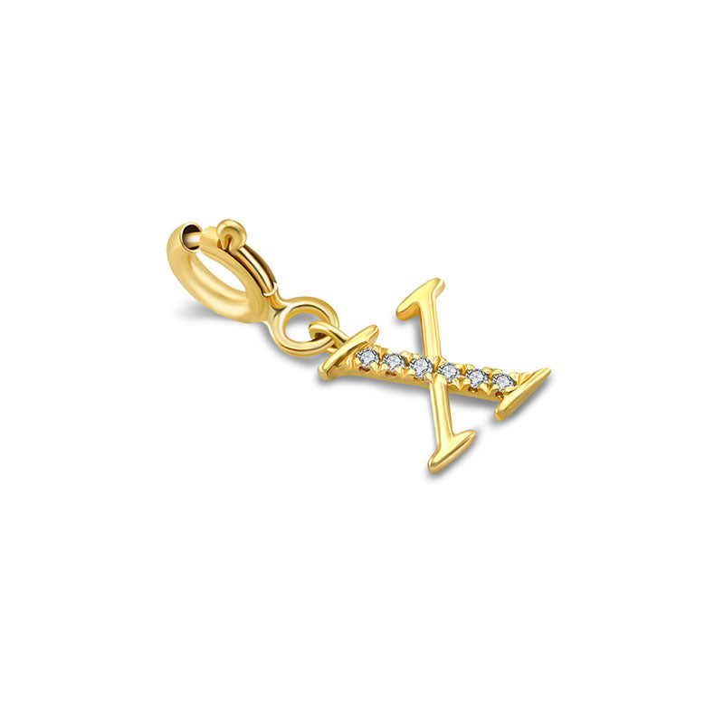 18k Gold Letter "X" Diamond Charms - Genevieve Collection