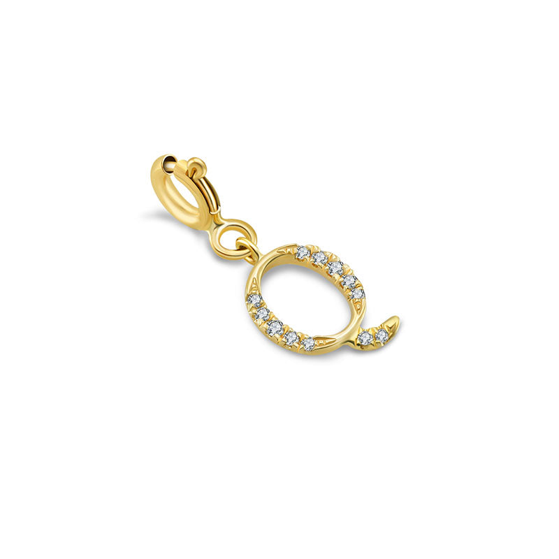 18k Gold Letter "Q" Diamond Charms - Genevieve Collection