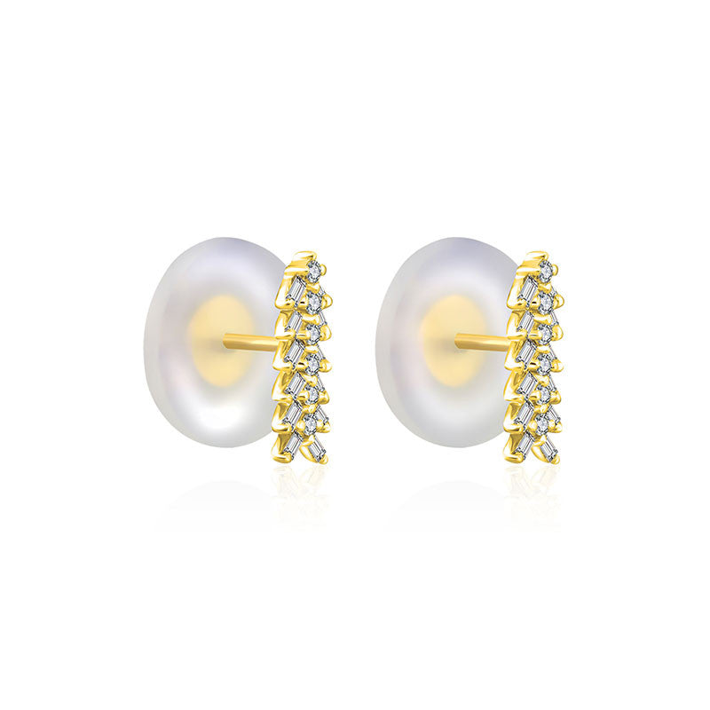 18k Gold Arrow Shape Rectangle Diamond Earring - Genevieve Collection