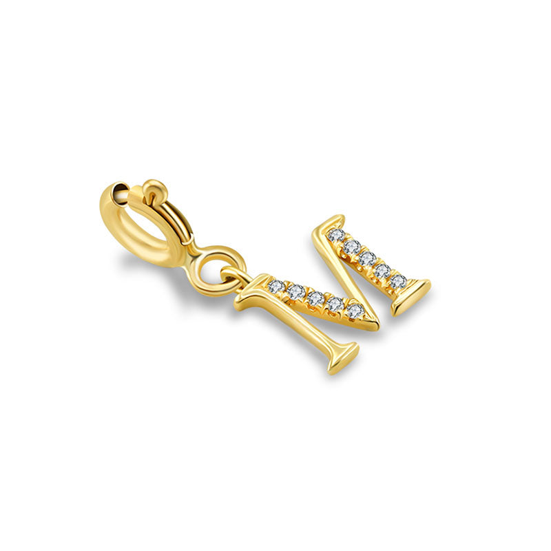 18k Gold Letter "M" Diamond Charms - Genevieve Collection