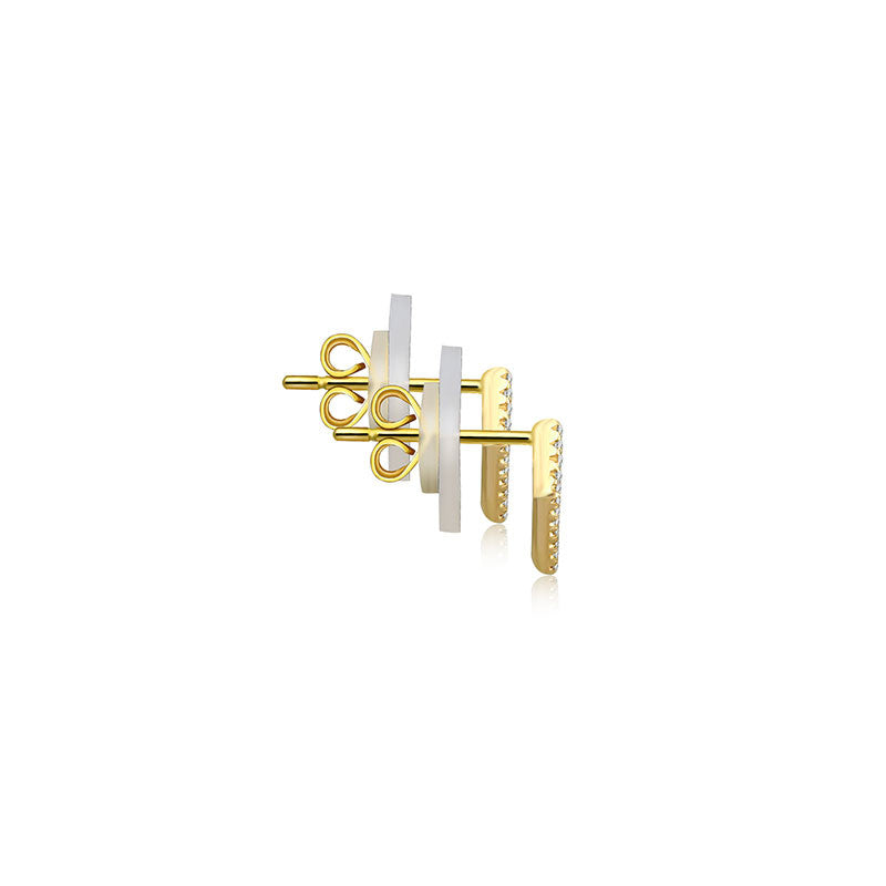 18k Gold Hollow Geometry Diamond Earring - Genevieve Collection