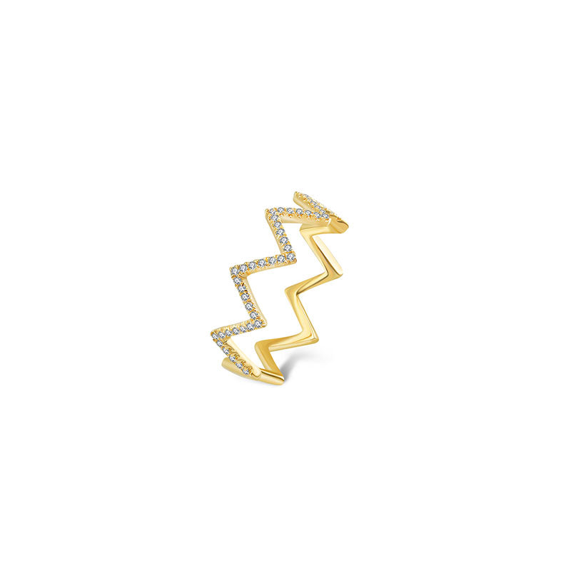 18k Gold Zigzag Diamond Ring - Genevieve Collection