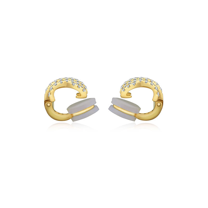 18k Gold Double Cross Diamond Ear Cuff - Genevieve Collection