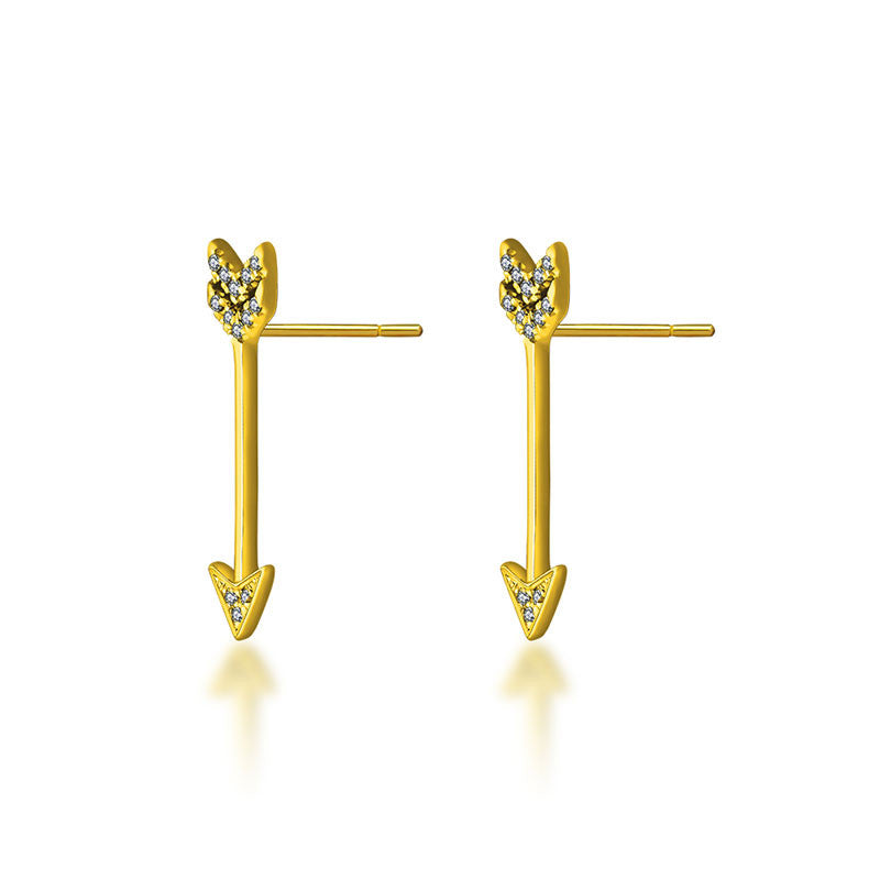 18k Gold Diamond Arrow Upward Earring - Genevieve Collection