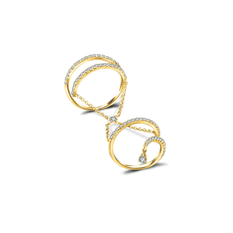 18k Gold Twisted Curve Connection Diamond Ring - Genevieve Collection