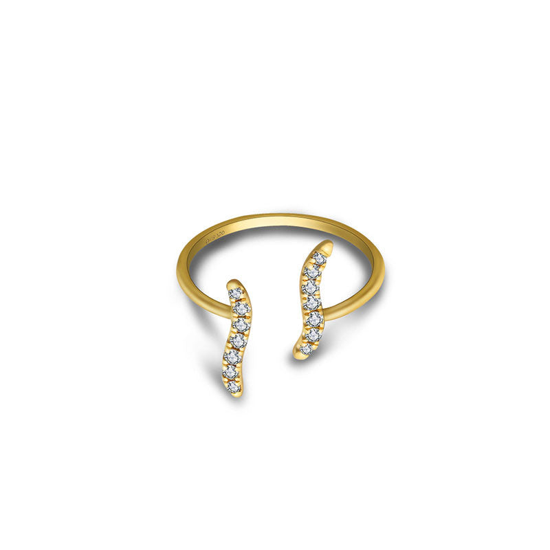 18k Gold Wavy Diamond Midi / Pinky Ring - Genevieve Collection