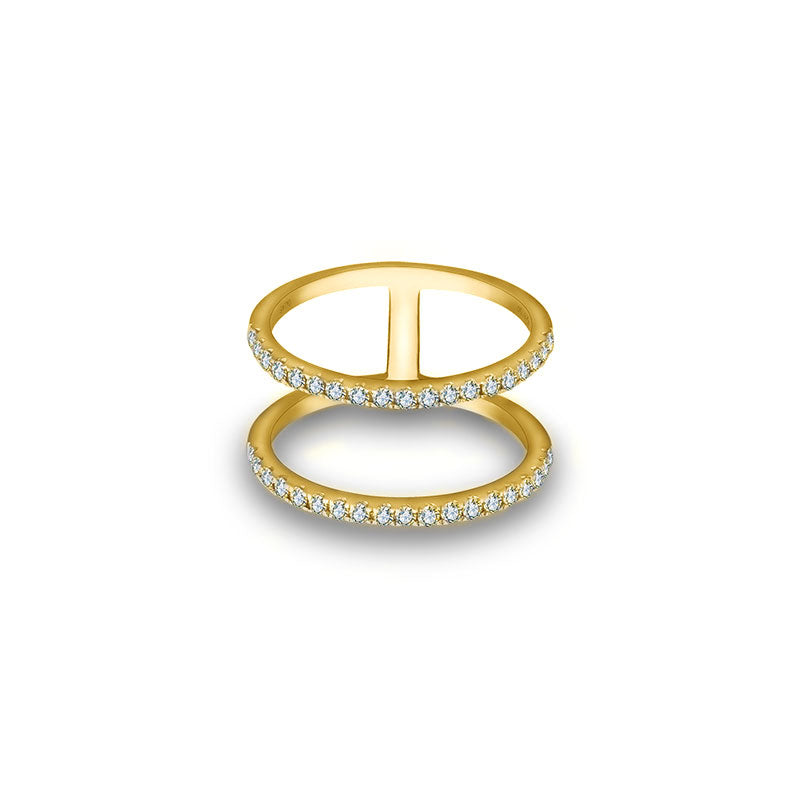 18k Gold Double Line Diamond Ring - Genevieve Collection