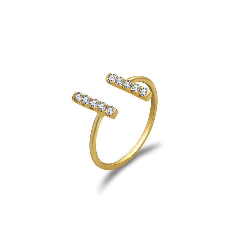 18k Gold Strokes Diamond Midi / Pinky Ring - Genevieve Collection