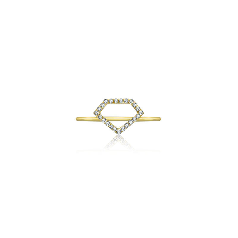 18k Gold Hollow Diamond Shape Diamond Ring - Genevieve Collection