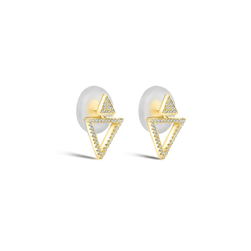 18k Gold 2 way Triangle Shape Diamond Earring - Genevieve Collection