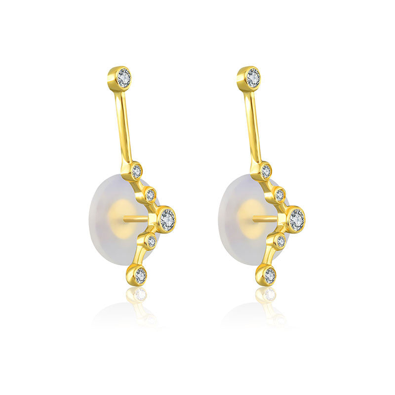 Pisces Zodiac Constellation Earring 18k Gold & Diamond - Genevieve Collection