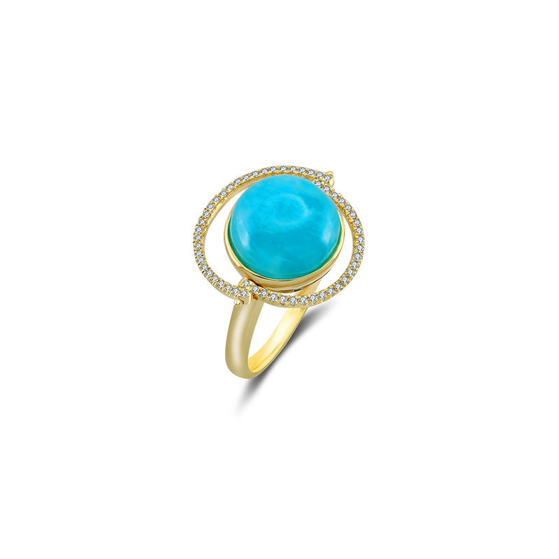 18k Gold Amazoniet Diamond Ring - Genevieve Collection