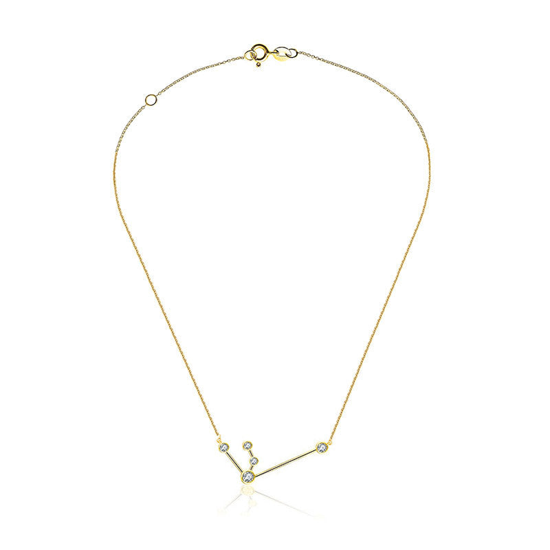 Aquarius Zodiac Constellation Necklace 18k Gold & Diamond - Genevieve Collection