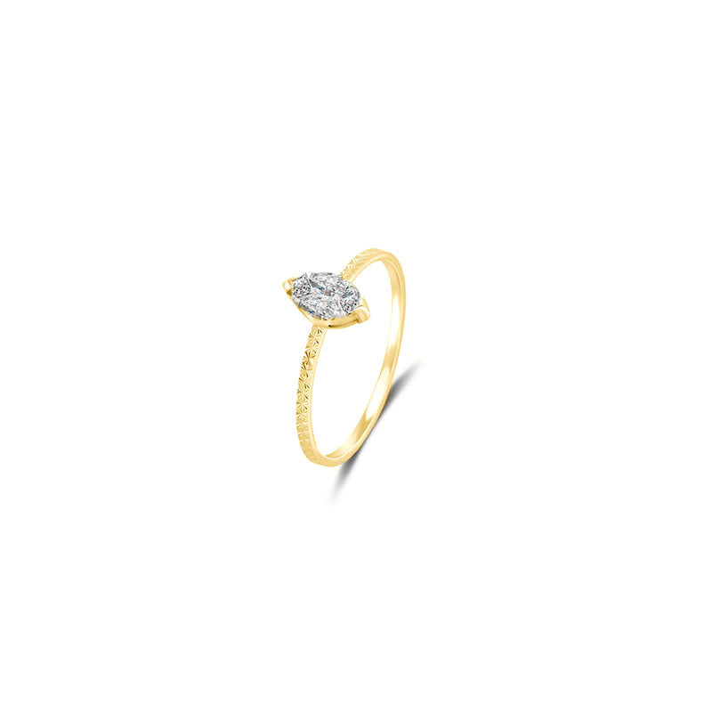 18k Gold Marquise Shape Diamond Ring - Genevieve Collection