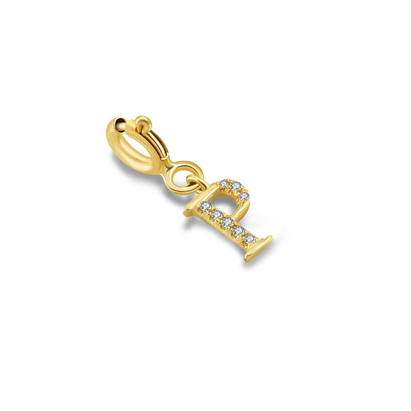 18k Gold Letter "P" Diamond Charms - Genevieve Collection