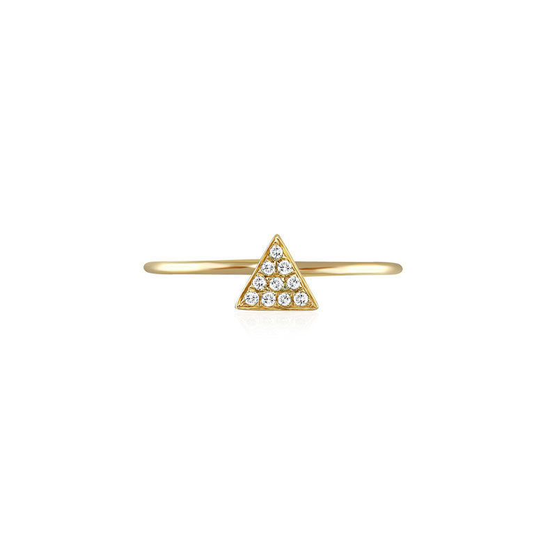 18k Gold Triangle Shape Pave Diamond Ring - Genevieve Collection