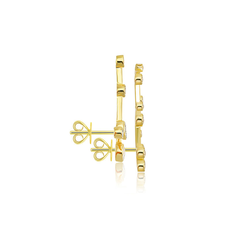 Gemini Zodiac Constellation Earring 18k Gold & Diamond - Genevieve Collection