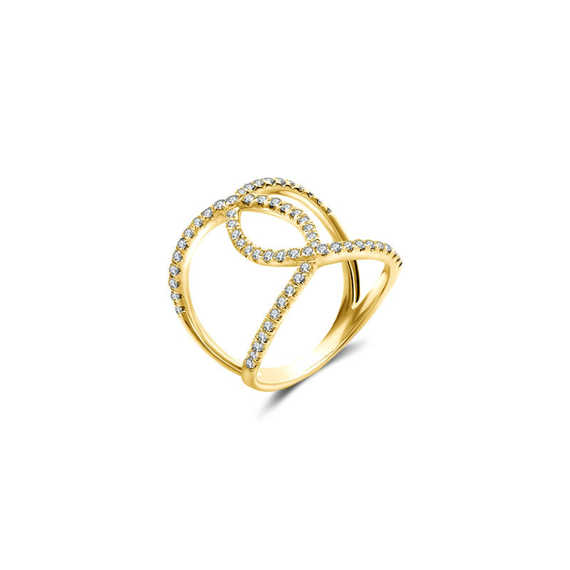 18k Gold Connected Curve Diamond Ring - Genevieve Collection