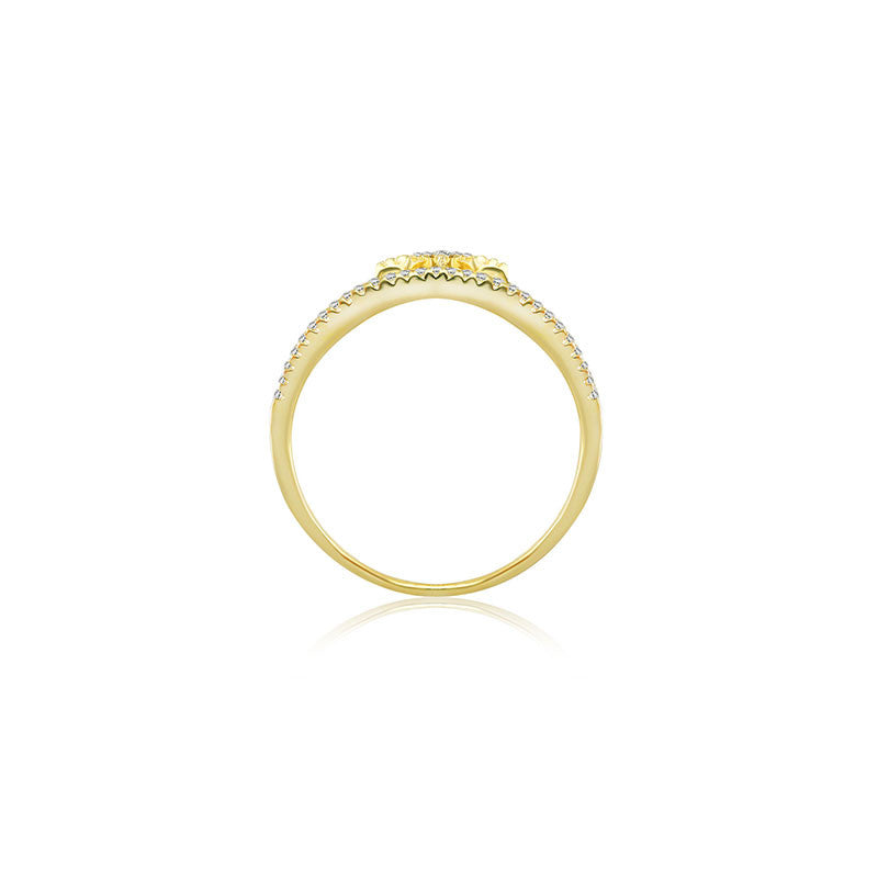 18k Gold Triple line Star Diamond Ring - Genevieve Collection