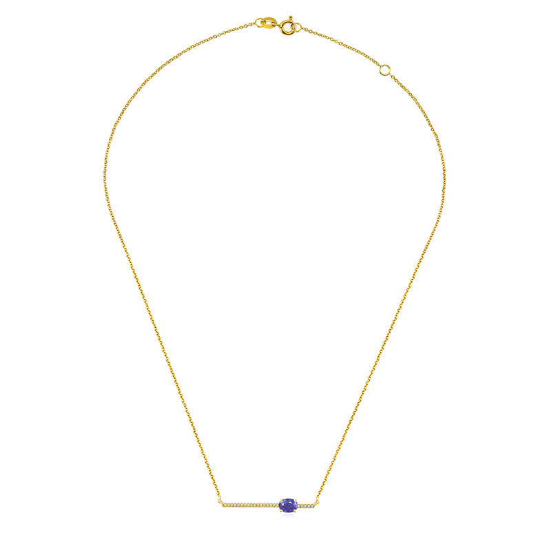 18k Gold Line Diamond Necklace with Sapphire - Genevieve Collection