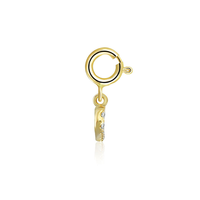 18k Gold Hollow Heart Shape Diamond Charms - Genevieve Collection