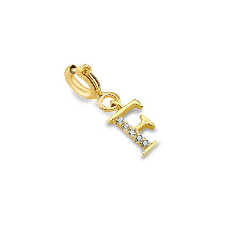 18k Gold Letter "F" Diamond Charms - Genevieve Collection