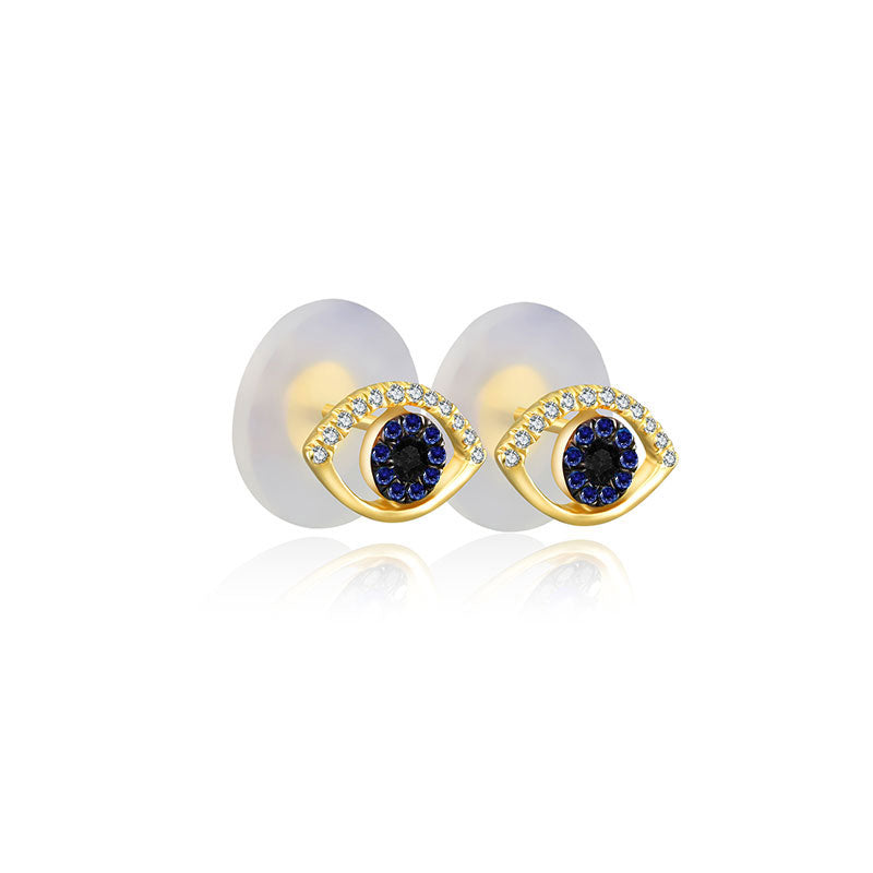 18k Gold Evil Eye Sapphire Diamond Earring - Genevieve Collection