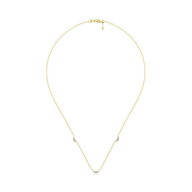 18k Gold Moon Shape Diamond Necklace / Choker - Genevieve Collection