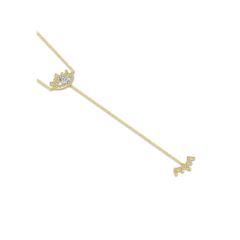 18k Gold Evil Eye Diamond Dangle Necklace - Genevieve Collection