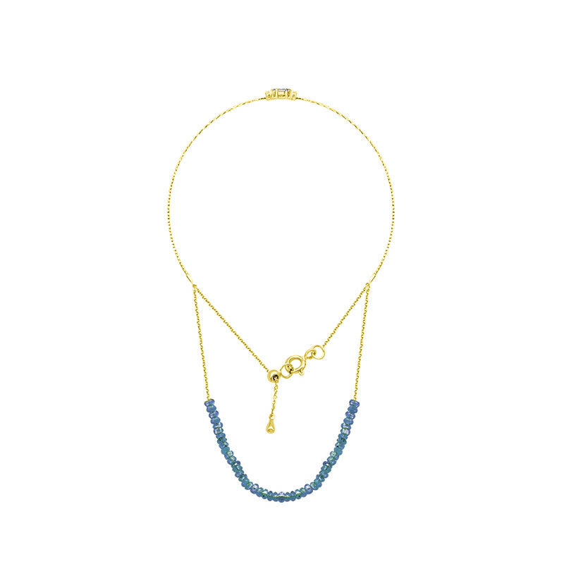 18k Gold Sapphire Beaded Bracelet with Diamond Bangle - Genevieve Collection