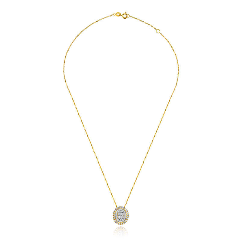 18k Gold 2 ways Round Diamond Necklace - Genevieve Collection