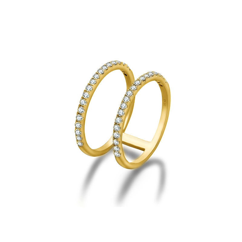18k Gold Double Line Diamond Ring - Genevieve Collection