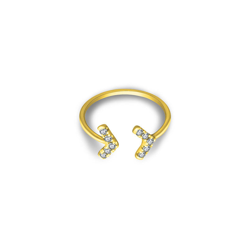 18k Gold Double Arrow Diamond Midi / Pinky Ring - Genevieve Collection
