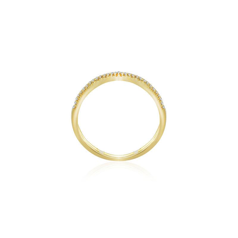 18k Gold Double Wave Line Diamond Ring - Genevieve Collection