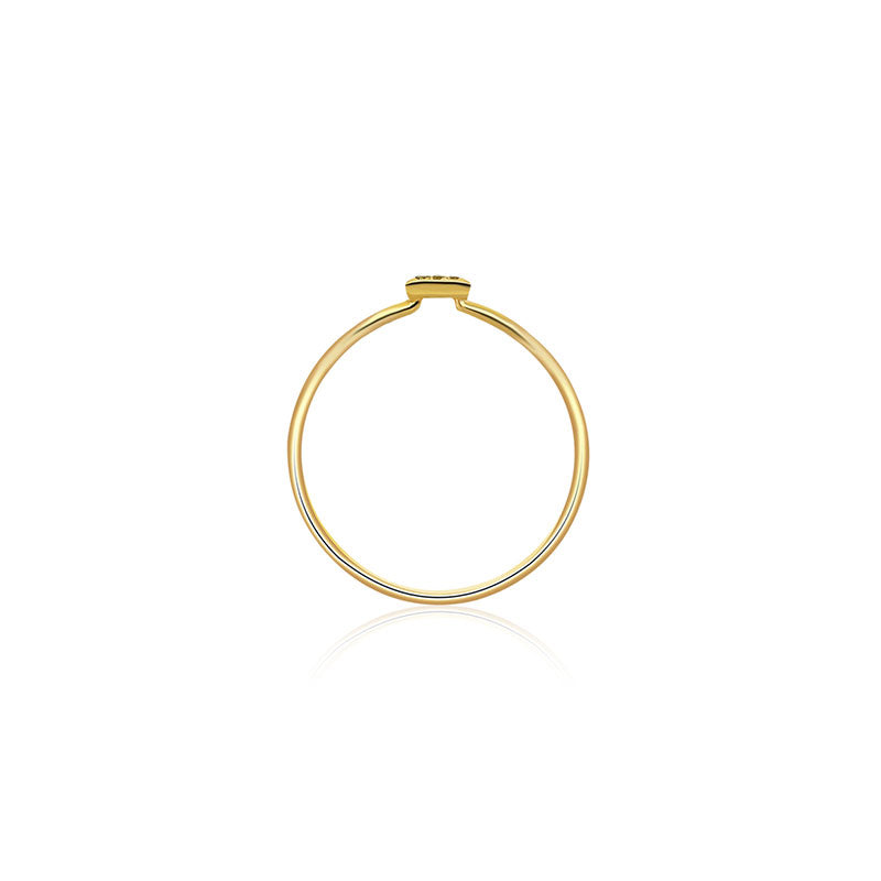 18k Gold Small Triangle Shape Pave Diamond Ring - Genevieve Collection