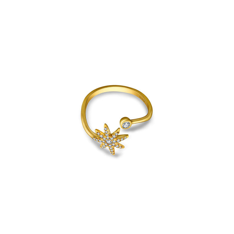 18k Gold Star Open Diamond Ring - Genevieve Collection