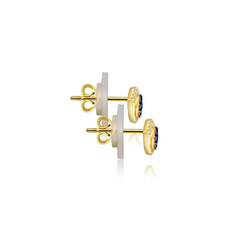 18k Gold Evil Eye Sapphire Diamond Earring - Genevieve Collection